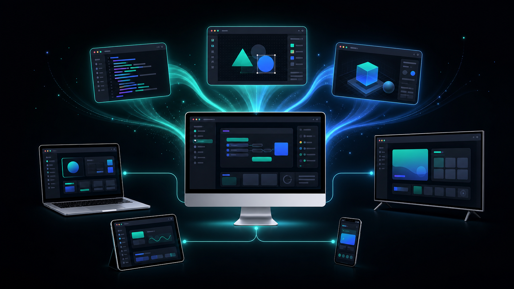 AnvilVDI streaming desktop apps to a laptop, tablet, phone and TV